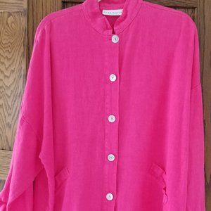 bryn Walker Fushia 100% Linen Top